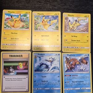 Pokemon Yellow & Blue Pikachu, Golduck, Magikarp Card Lot
